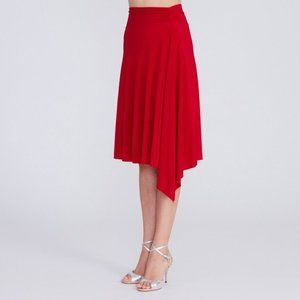 Size S* ALMA Passion Red Tango Skirt in Asymmetric Style, Dance Skirt, Ballroom